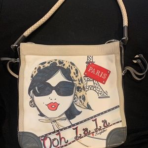 Brighton Fashionista White Studded leather Paris Ooh La La Bag